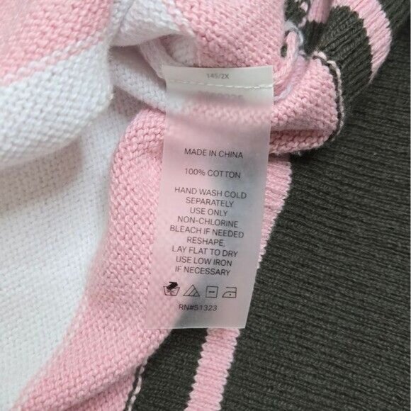 Court & Rowe pink and white striped contrast hem drop shoulder sweater 2X - Picture 11 of 11